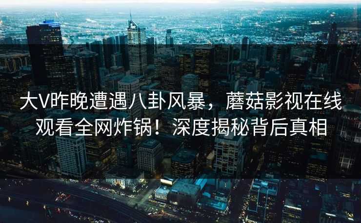 大V昨晚遭遇八卦风暴，蘑菇影视在线观看全网炸锅！深度揭秘背后真相