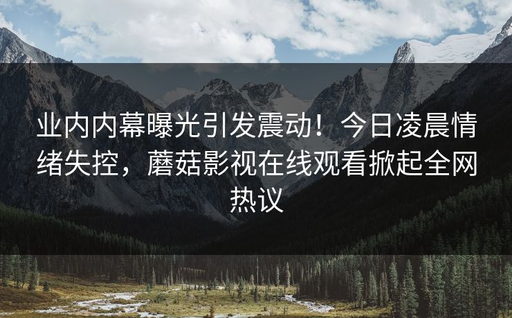 业内内幕曝光引发震动！今日凌晨情绪失控，蘑菇影视在线观看掀起全网热议