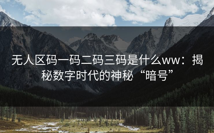 无人区码一码二码三码是什么ww：揭秘数字时代的神秘“暗号”